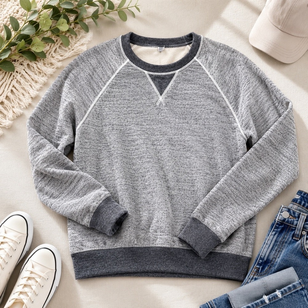 Gap Designed & Crafted Gray Raglan Sweatshirt 100% Cotton L Heritage Vintage Y2K